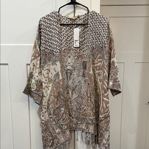 Soft Surroundings Brown and Cream Tunic Patterned Top